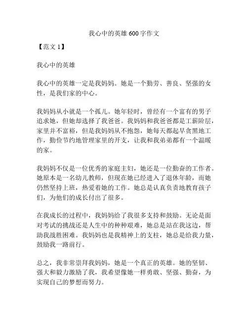 我心中的英雄600字作文