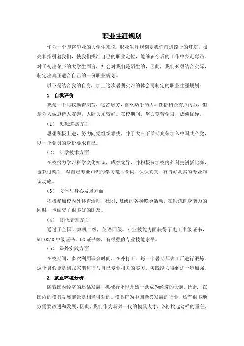 模具专业大学生职业生涯规划