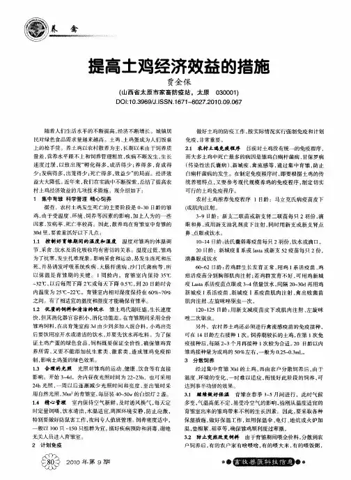 提高土鸡经济效益的措施