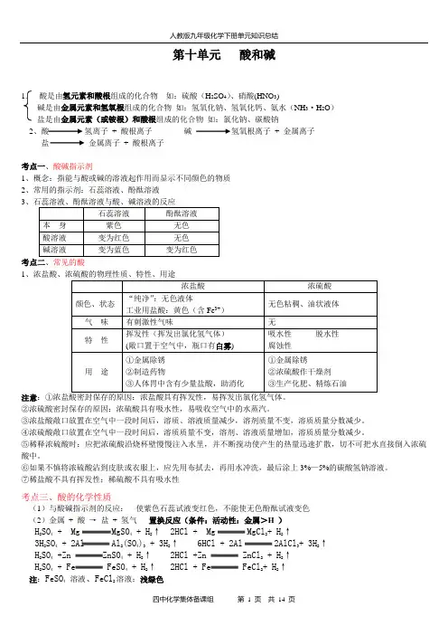 第十单元   酸和碱