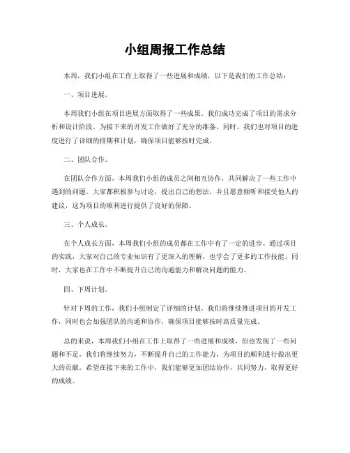 小组周报工作总结