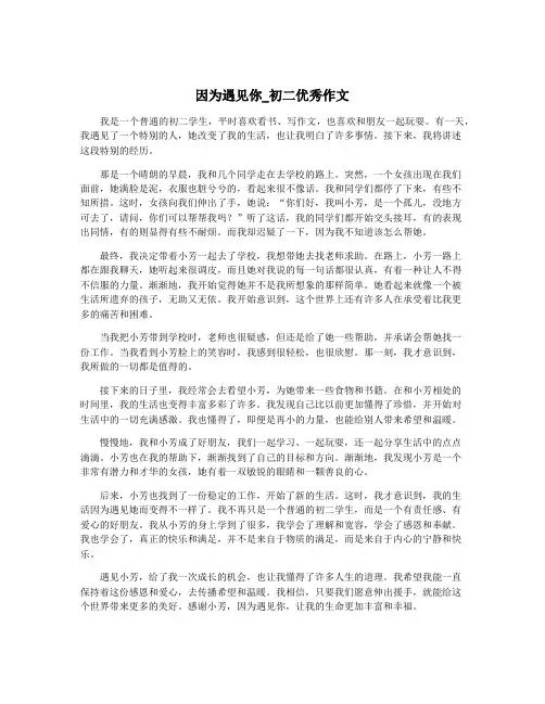 因为遇见你_初二优秀作文