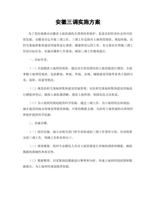 安徽三调实施方案