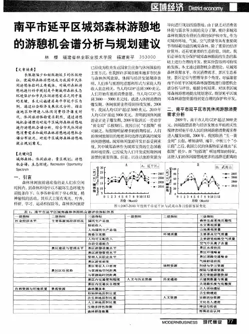 南平市延平区城郊森林游憩地的游憩机会谱分析与规划建议