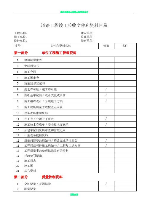 市政工程竣工验收资料整理