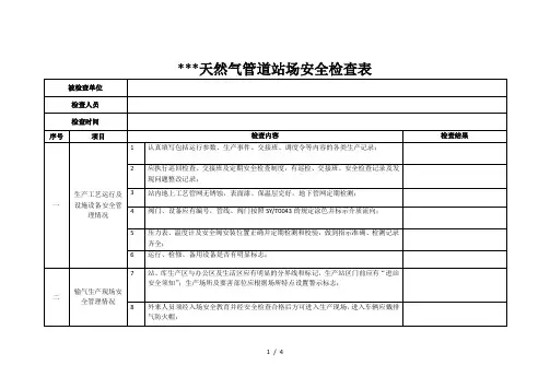 天然气管道站场安全检查表