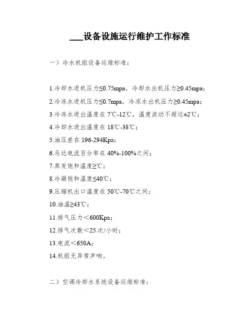 ___设备设施运行维护工作标准
