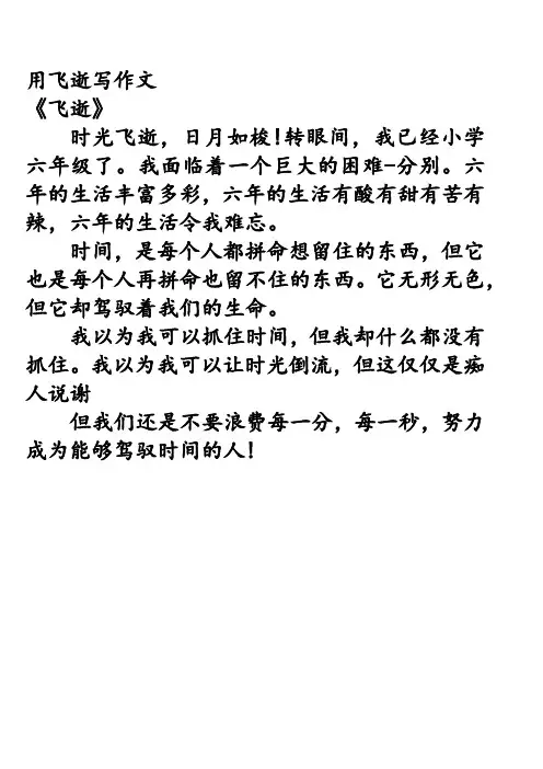用飞逝写作文