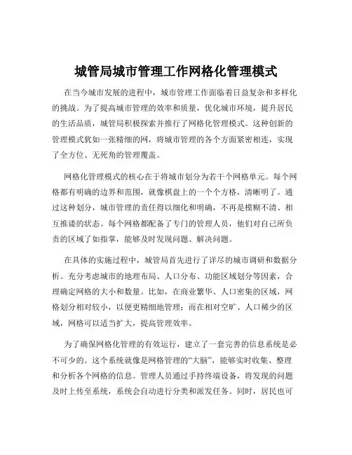 城管局城市管理工作网格化管理模式