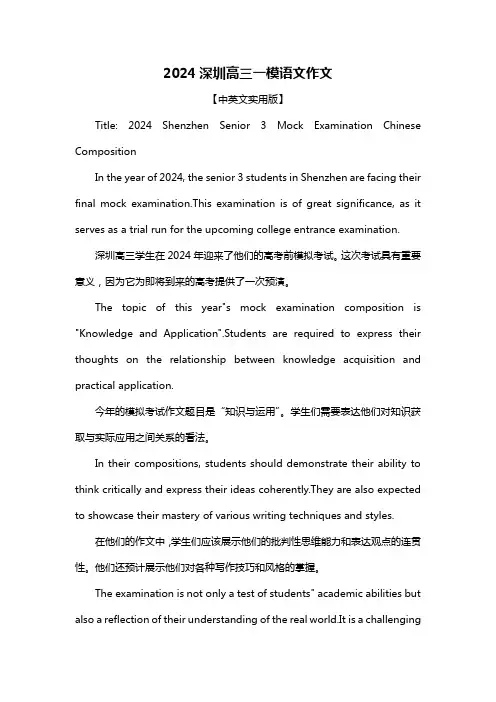 2024深圳高三一模语文作文
