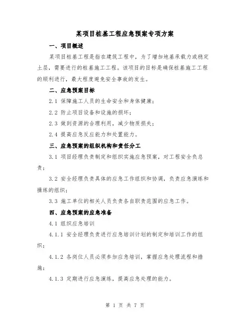 某项目桩基工程应急预案专项方案(三篇)