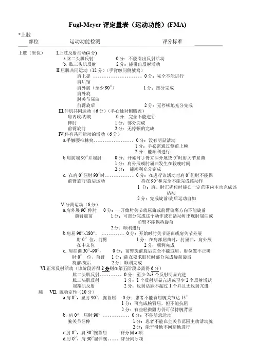 Fugl-Meyer评定量表