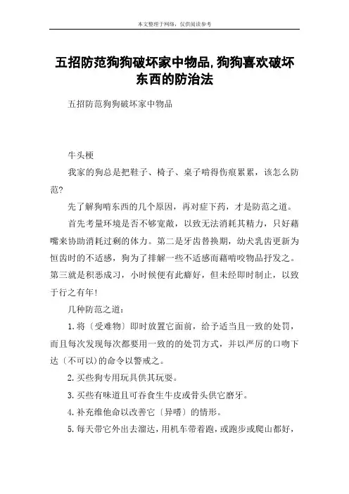 五招防范狗狗破坏家中物品,狗狗喜欢破坏东西的防治法