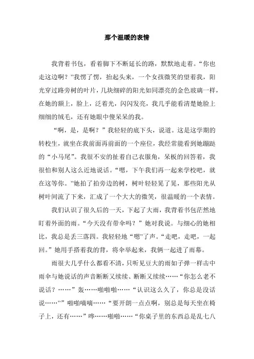 初中优秀作文：那个温暖的表情