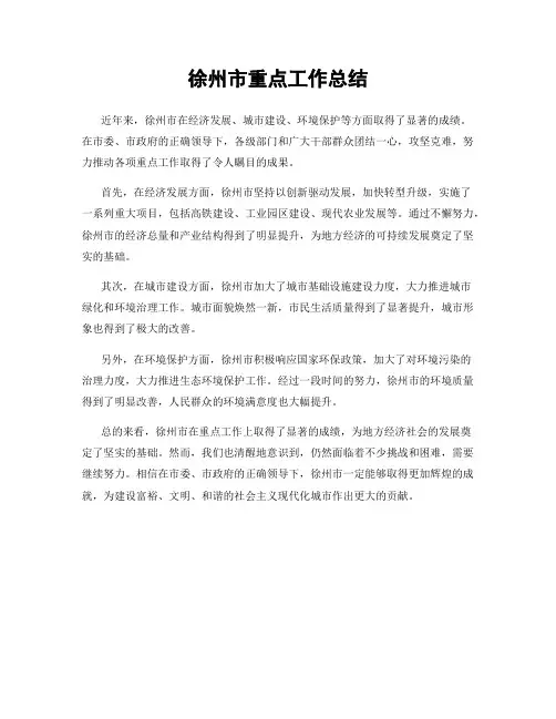 徐州市重点工作总结