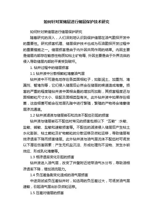 如何针对某储层进行储层保护技术研究