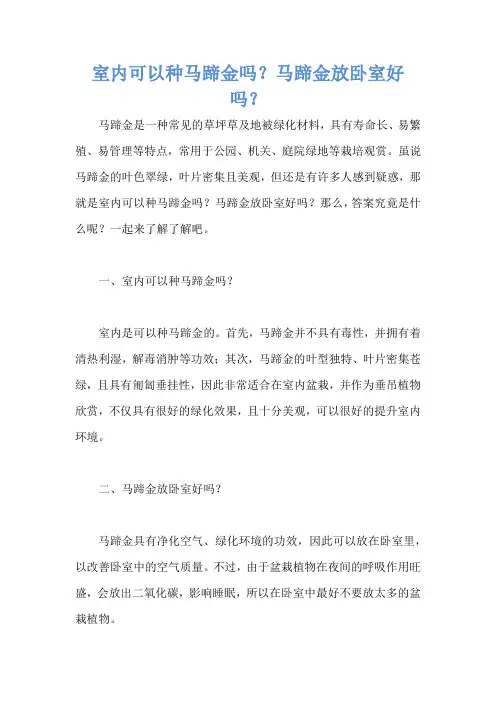室内可以种马蹄金吗？马蹄金放卧室好吗？