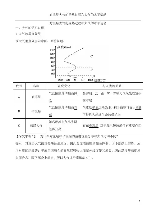 对流层大气的受热过程和大气的水平运动