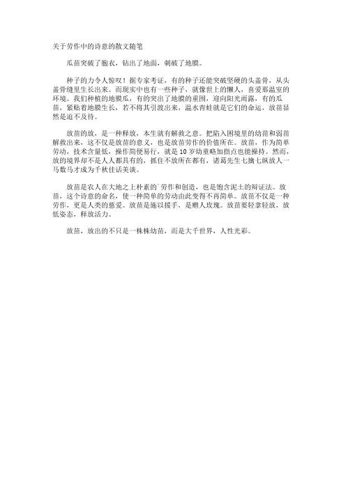 劳作中的诗意的散文随笔