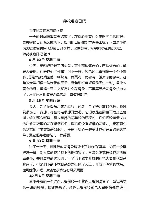 关于种花观察日记3篇