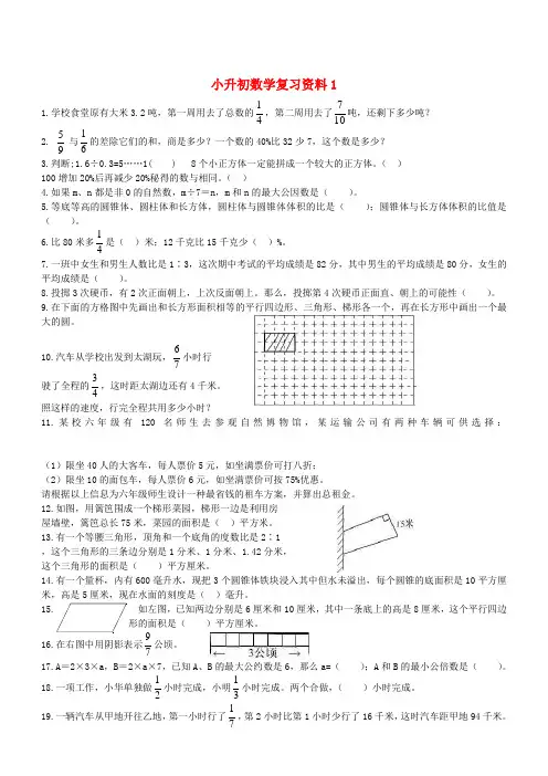 【精品】西师大版小升初数学复习资料【1】