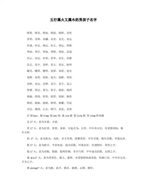 五行属火又属木的男孩子名字