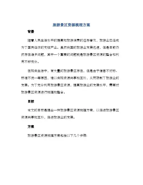 旅游景区资源梳理方案