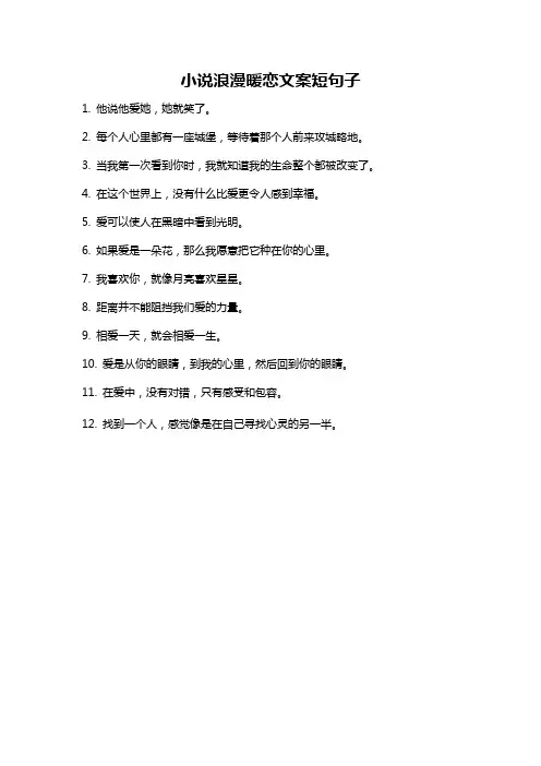 小说浪漫暖恋文案短句子