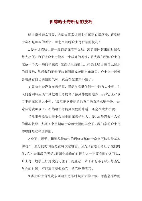 训练哈士奇听话的技巧