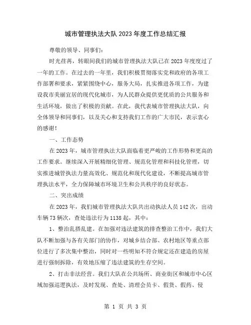 城市管理执法大队2023年度工作总结汇报