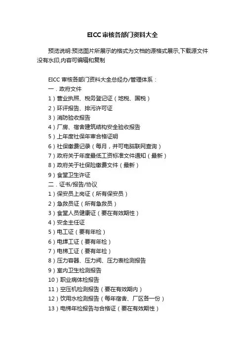EICC审核各部门资料大全