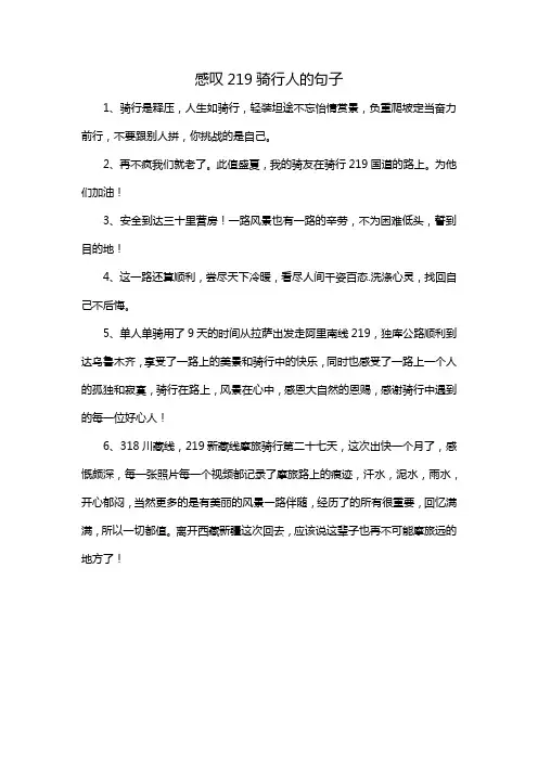 感叹219骑行人的句子