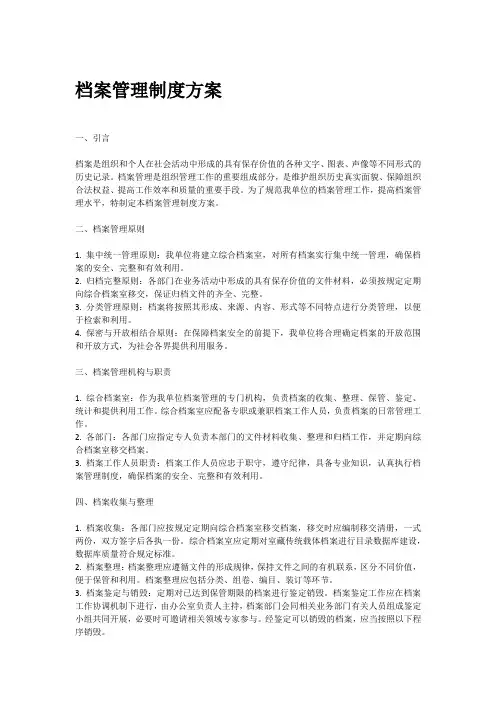 档案管理制度方案