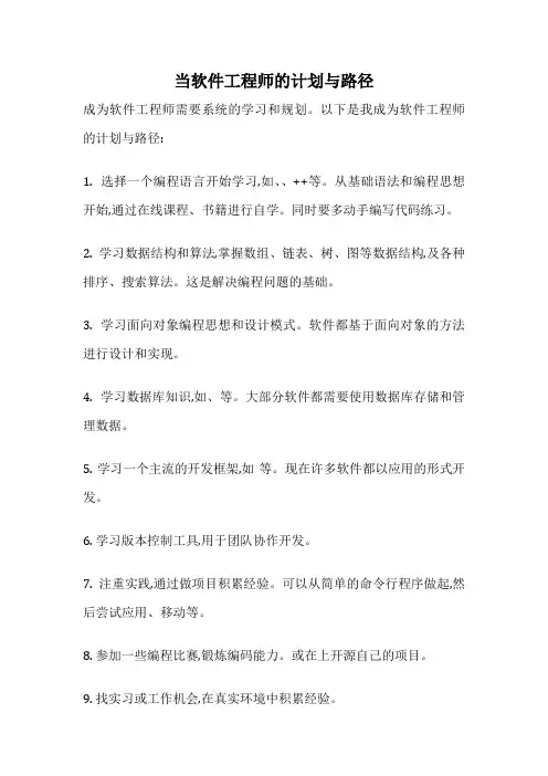 当软件工程师的计划与路径