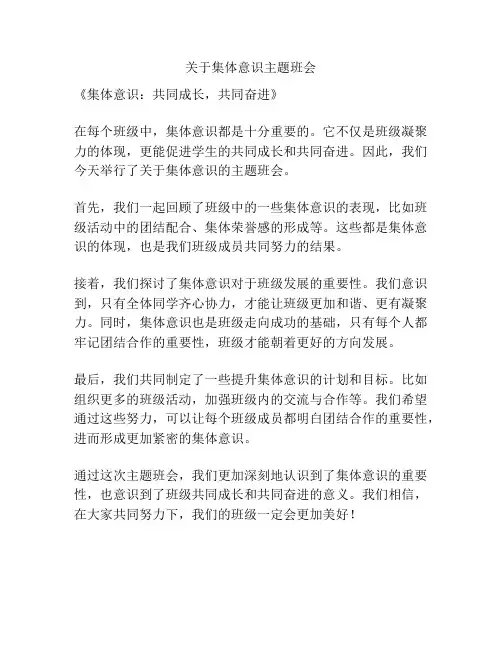 关于集体意识主题班会