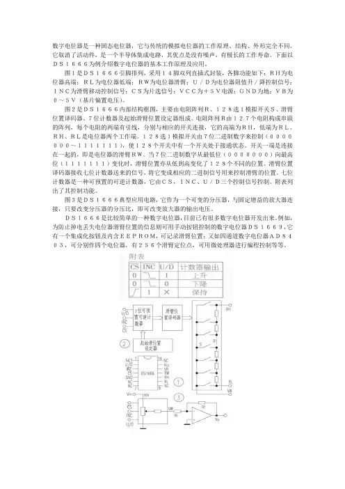 数字电位器ICDS1666资料应用