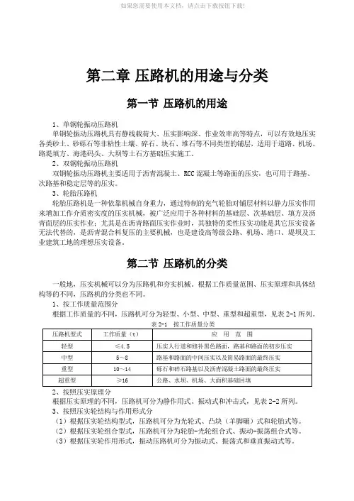 压路机的用途与分类