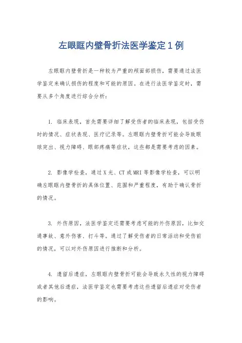 左眼眶内壁骨折法医学鉴定1例