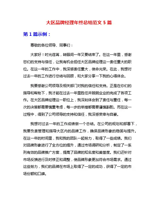 大区品牌经理年终总结范文5篇