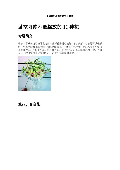 卧室内绝不能摆放的11种花