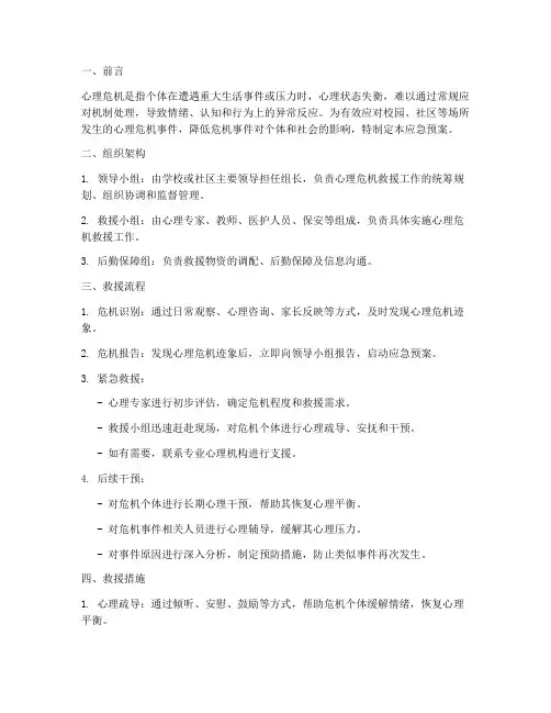 心理危机救援应急预案