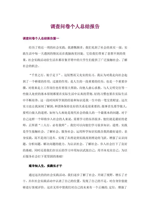 调查问卷个人总结报告
