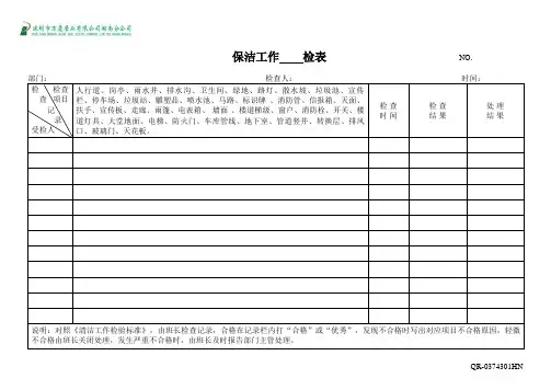 保洁工作检查表