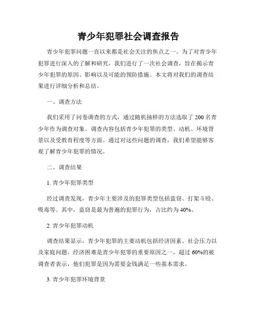 青少年犯罪社会调查报告