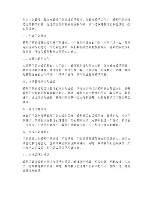 教师团队建设_心得体会