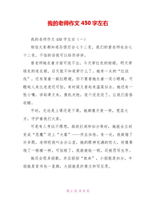 我的老师作文450字左右