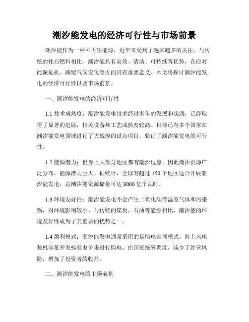 潮汐能发电的经济可行性与市场前景