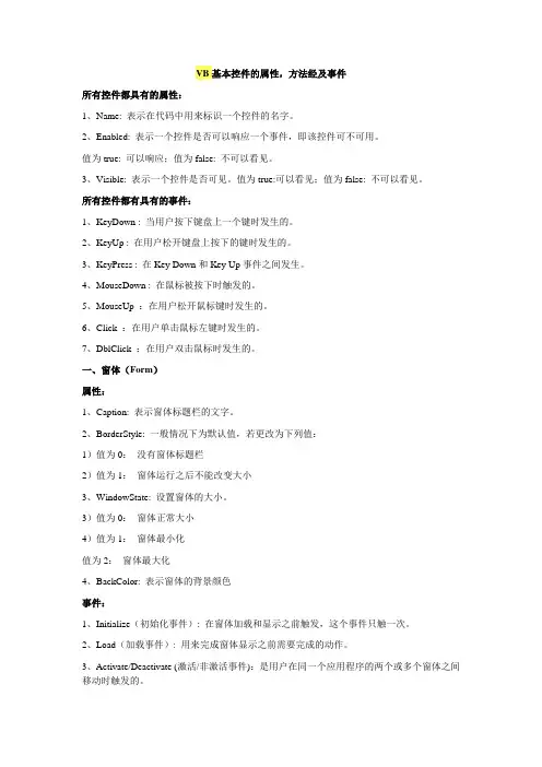 VB基本控件的属性