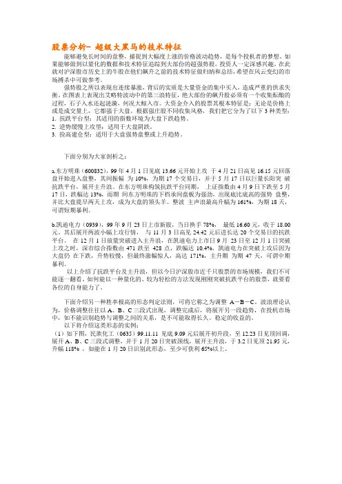 股票分析之超级大黑马的技术特征教学内容
