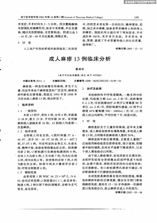 成人麻疹13例临床分析